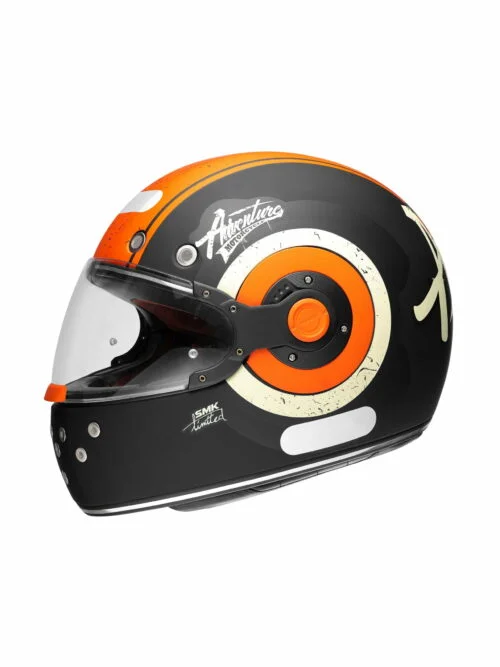 Capacete Fechado SMK Retrô Adventure Preto e Laranja MA271