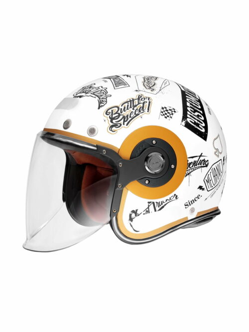 Capacete Aberto SMK Retro Jet Tracker Branco MA124