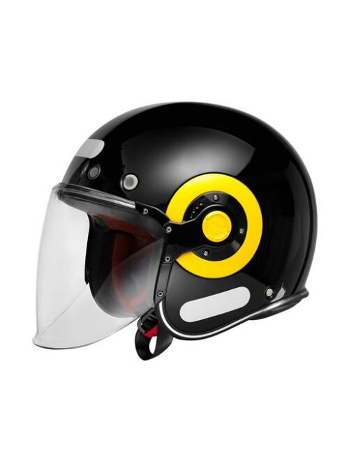 Capacete Aberto SMK Retro Jet Preto e Amarelo GL240