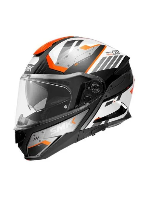 Capacete Escamoteável SMK Gullwing Tekker Branco, Preto e Laranja GL217