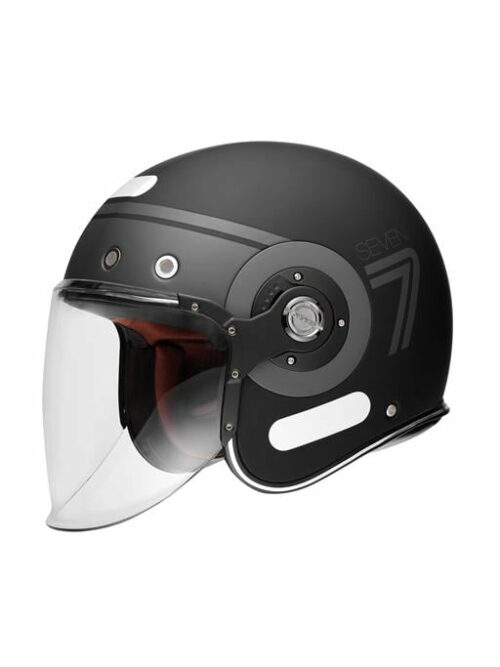 Capacete Aberto SMK Retro Jet Seven Preto e Cinza MA260