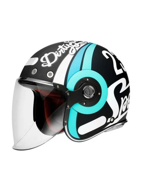 Capacete Aberto SMK Retro Jet Speed TT Preto e Azul MA215