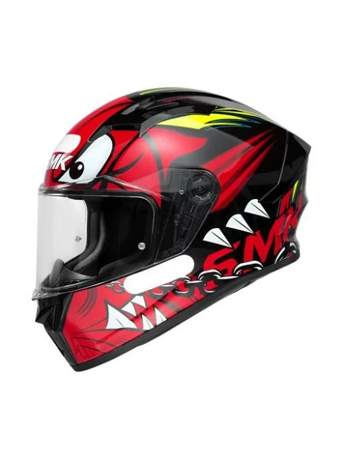 Capacete Fechado SMK Stellar Monster Branco, Vermelho e Preto GL231