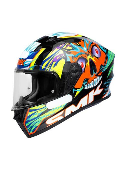 Capacete Fechado SMK Stellar Skull Preto, Amarelo, Laranja GL274