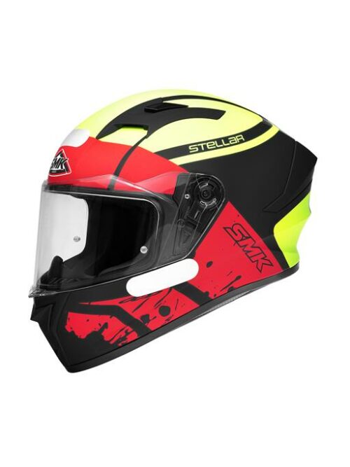 Capacete Fechado SMK Stellar Squad Verde e Vermelho MA234