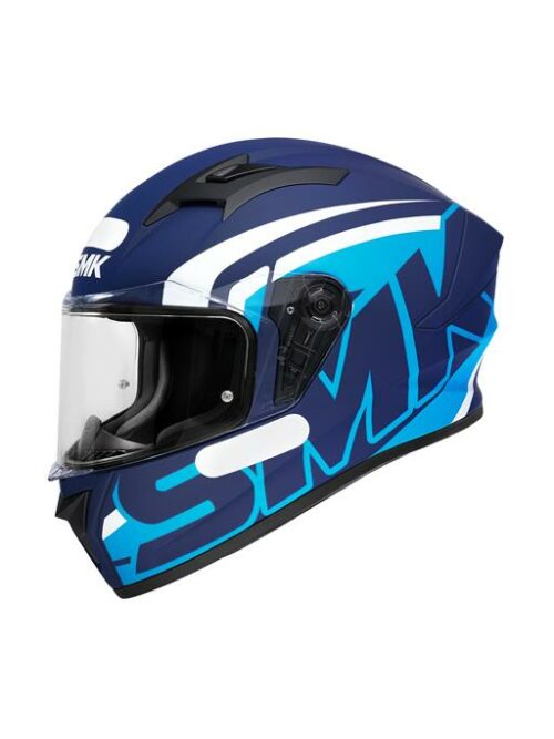 Capacete Fechado SMK Stellar Stage Azul e Branco MA551