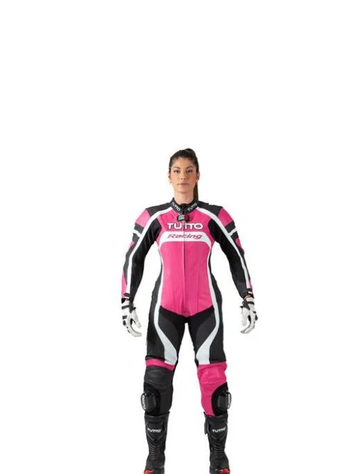 Macacão Tutto Racing Lady 1 Peça Rosa/Preto/Branco